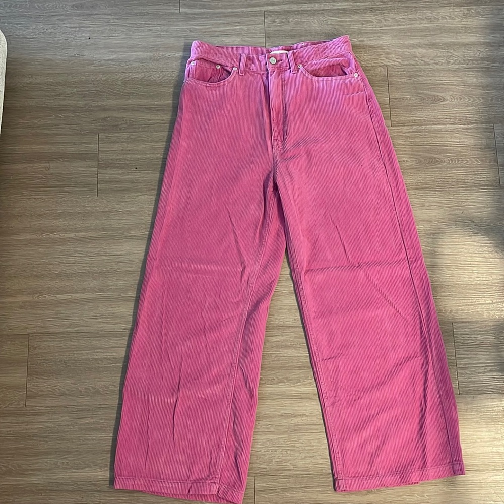 BDG High & Wide Corduroy Pants - Pink